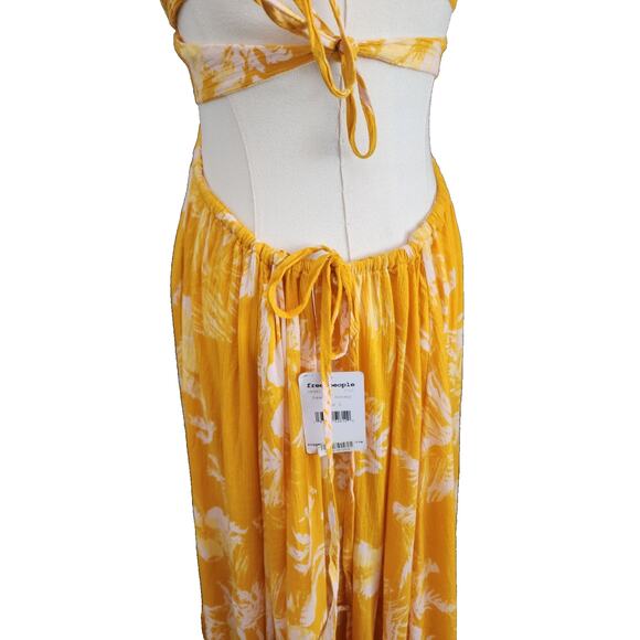 NWT Free People Lille Printed Tie-Back Maxi Dress Size Large Hawaii Honey Boho - Picture 7 of 12